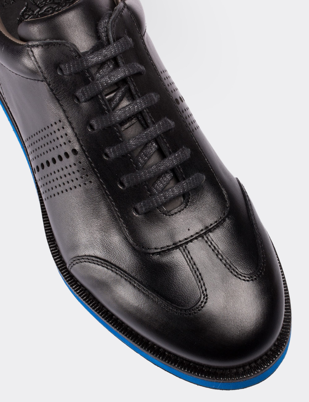 Black  Leather Lace-up Shoes - 01738MSYHE02