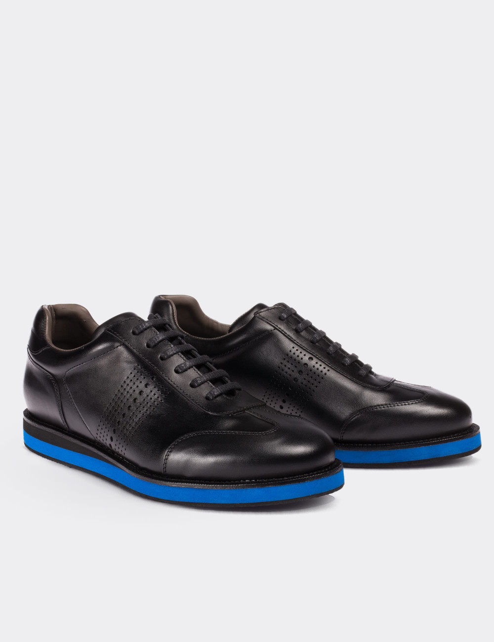 Black  Leather Lace-up Shoes - 01738MSYHE02