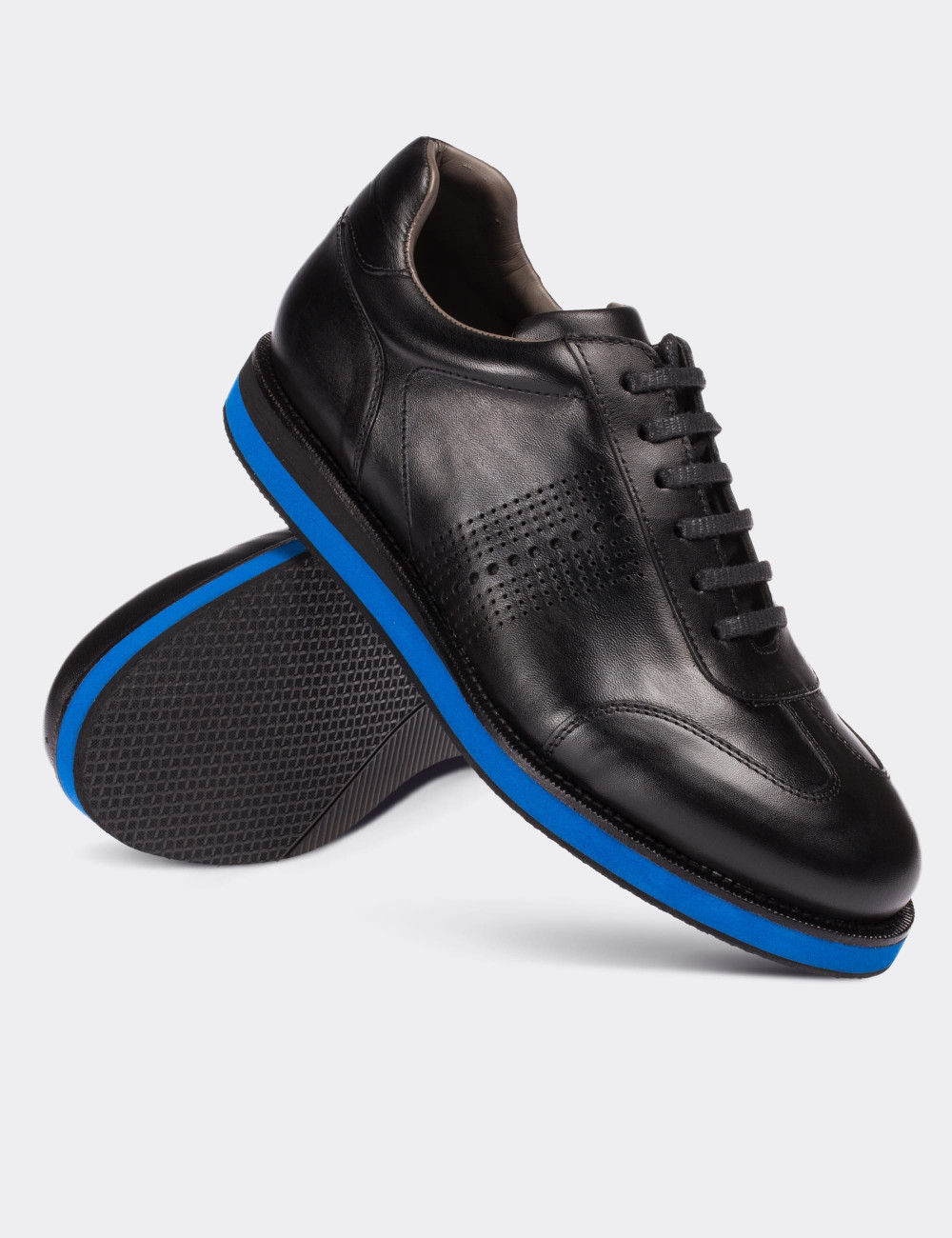 Black  Leather Lace-up Shoes - 01738MSYHE02