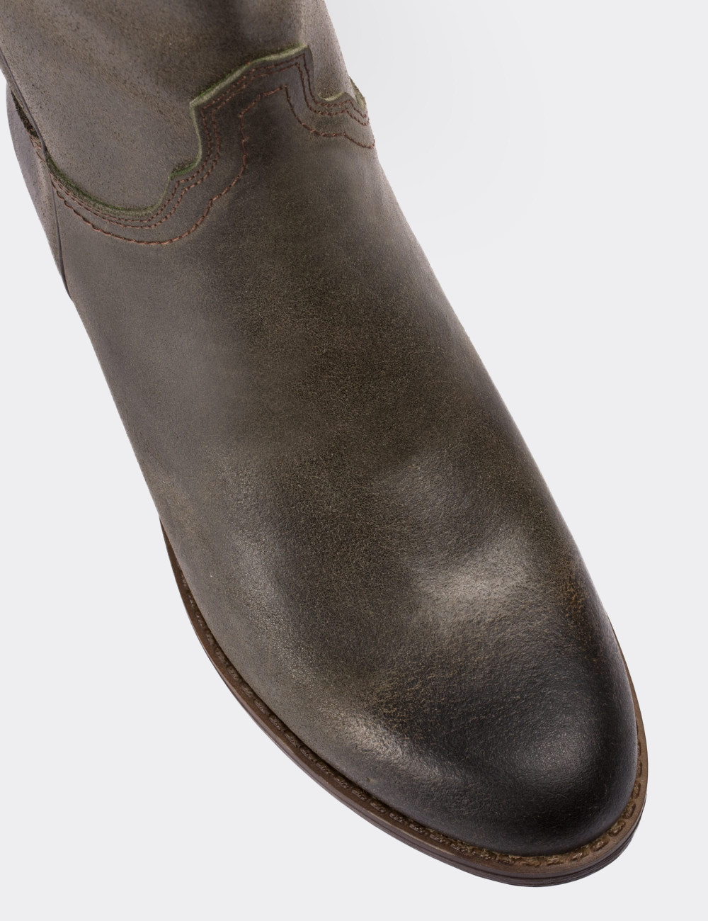 Sandstone Nubuck Leather Western Boots - 01308ZVZNC01
