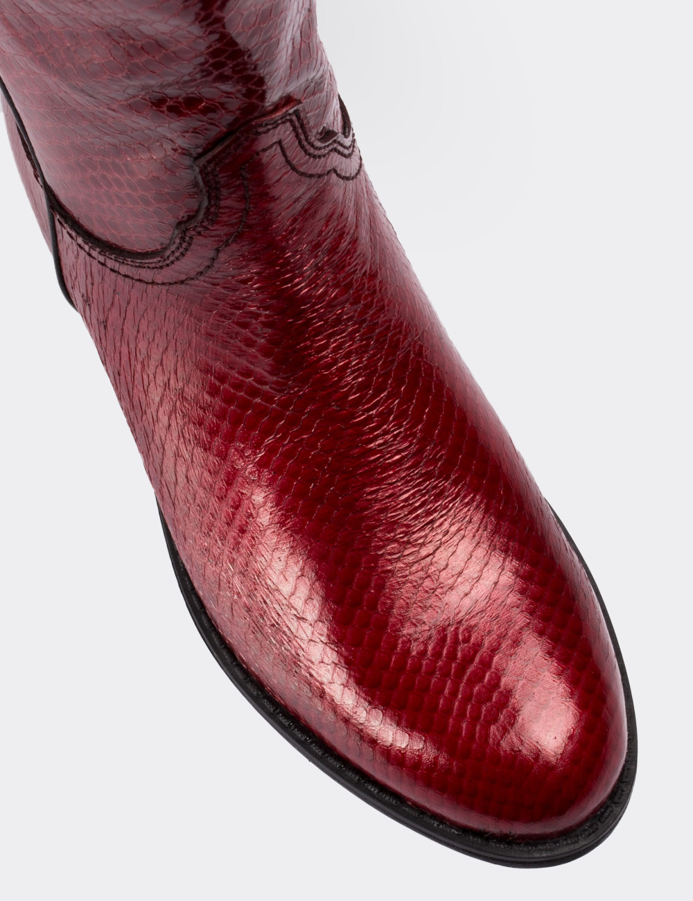 Burgundy Patent Leather Western Boots - 01308ZBRDC01