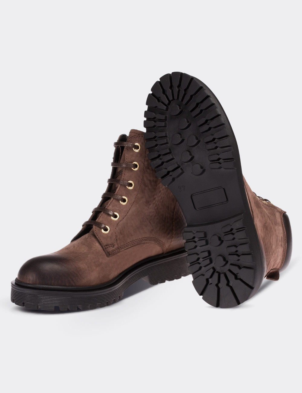 Brown Nubuck Leather  Boots - 01808ZKHVC01