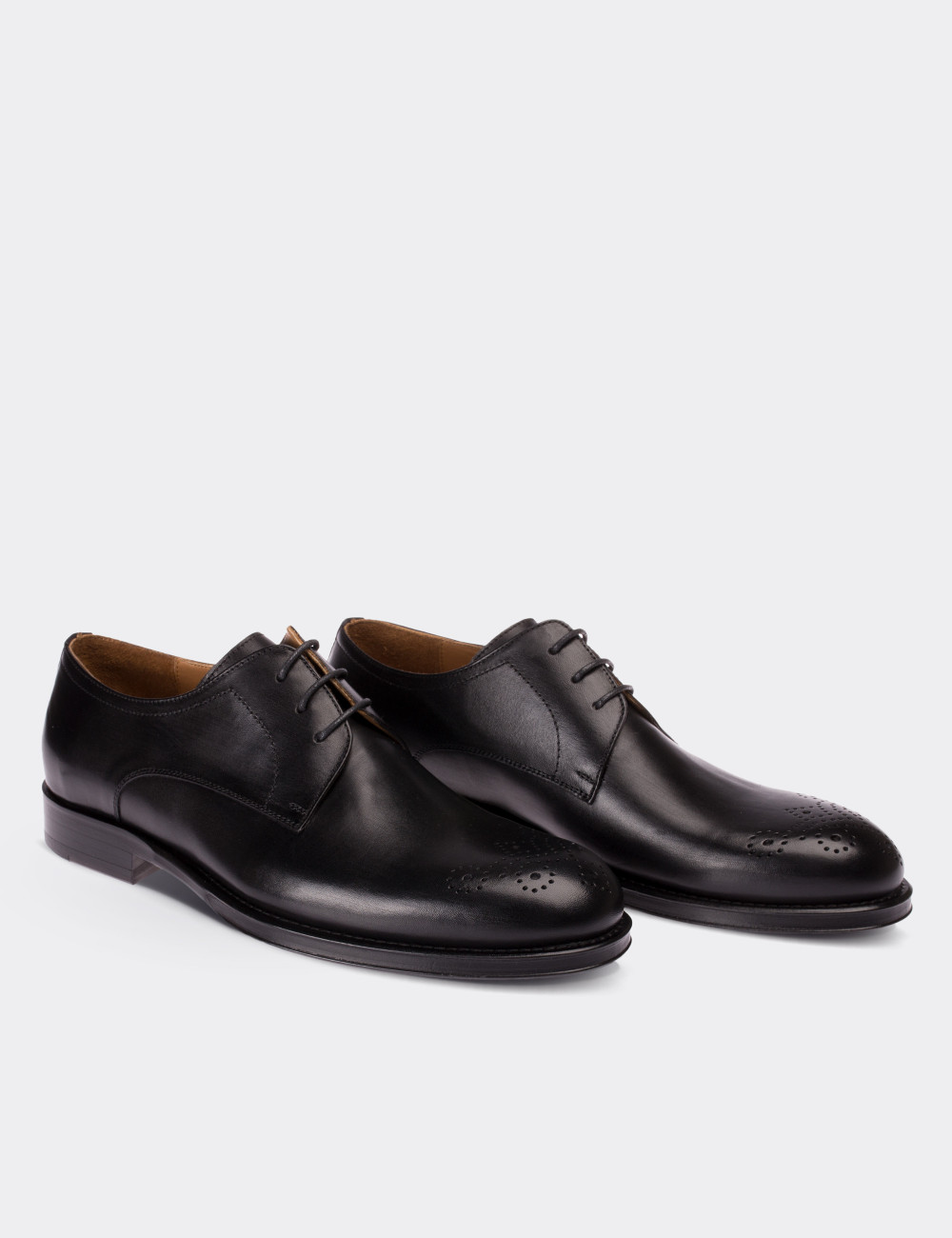 Black  Leather Classic Shoes - 01604MSYHK01