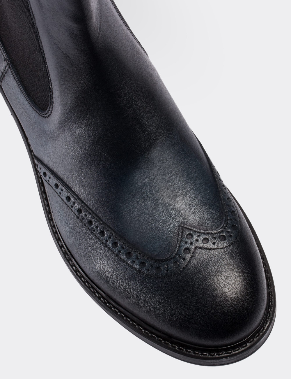 Navy  Leather  Boots - 01622MLCVC01
