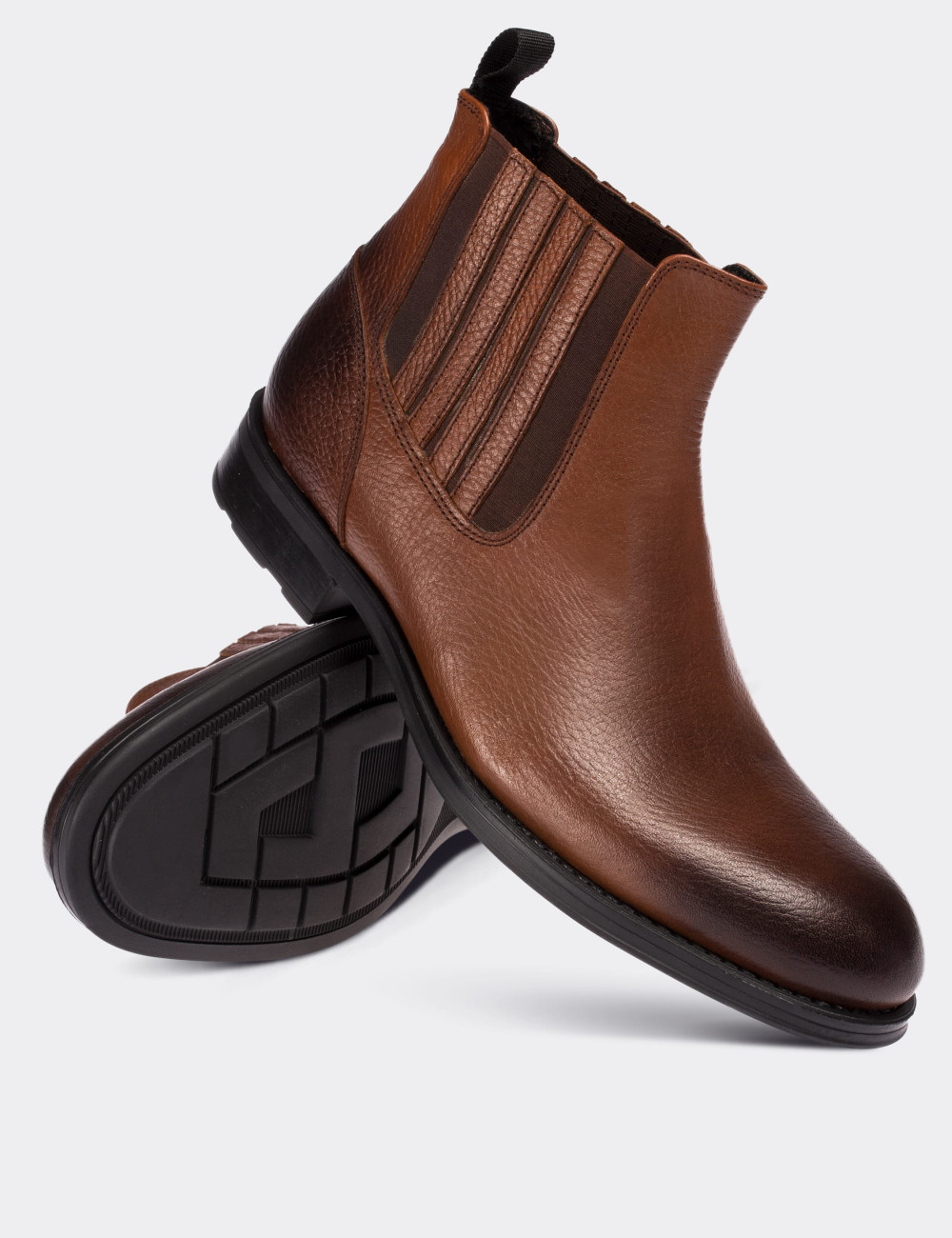 Tan  Leather Chelsea Boots - 01748MTBAC01