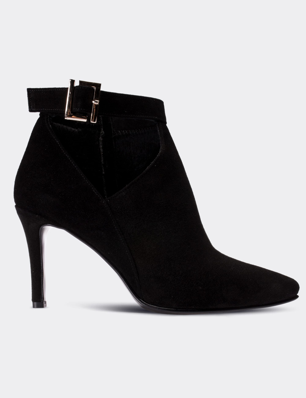 Black Suede Leather Boots - 02046ZSYHN01