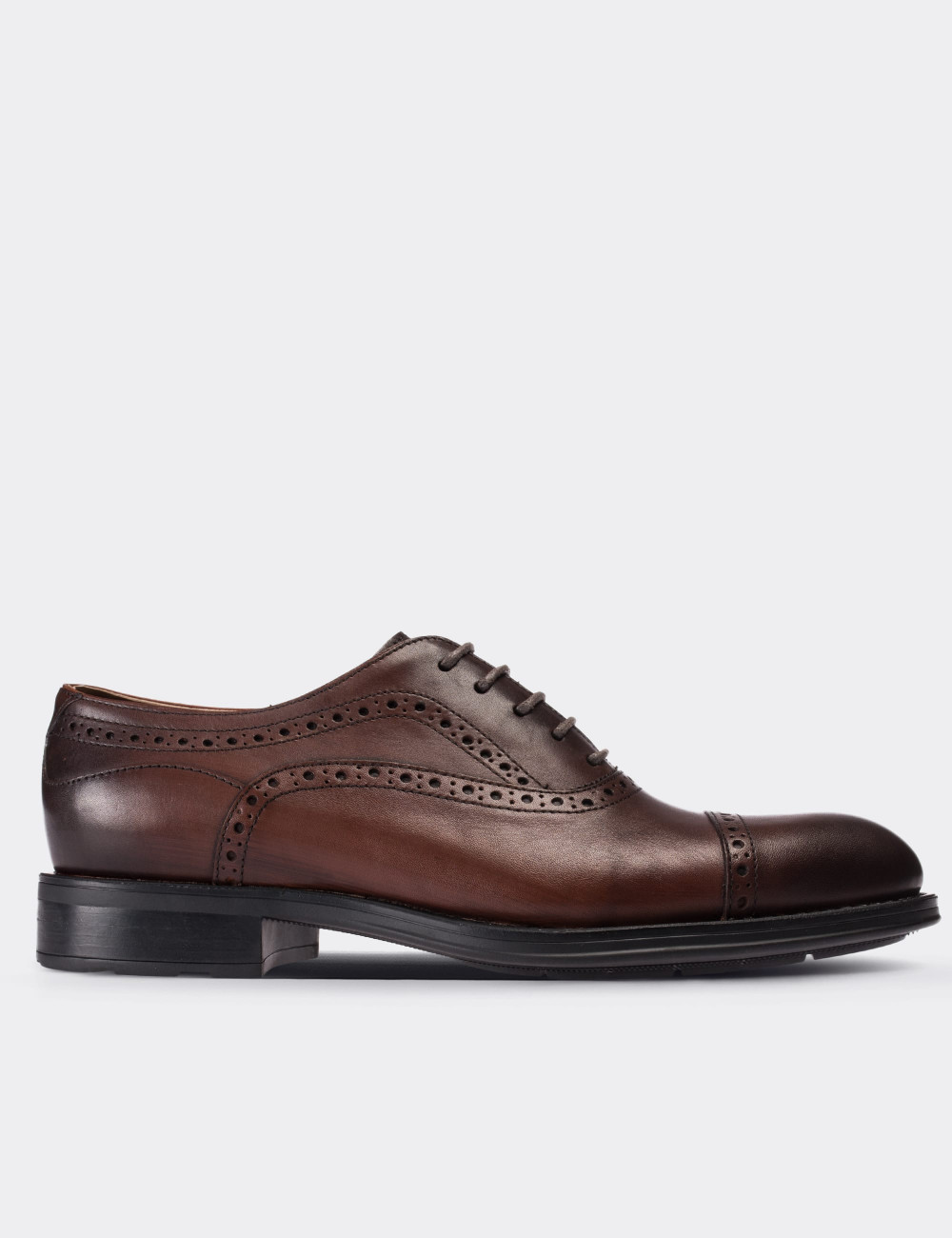 Brown Calfskin Leather Classic Shoes Deery