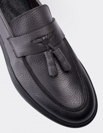 Gray  Leather Loafers - 01587MGRIP03