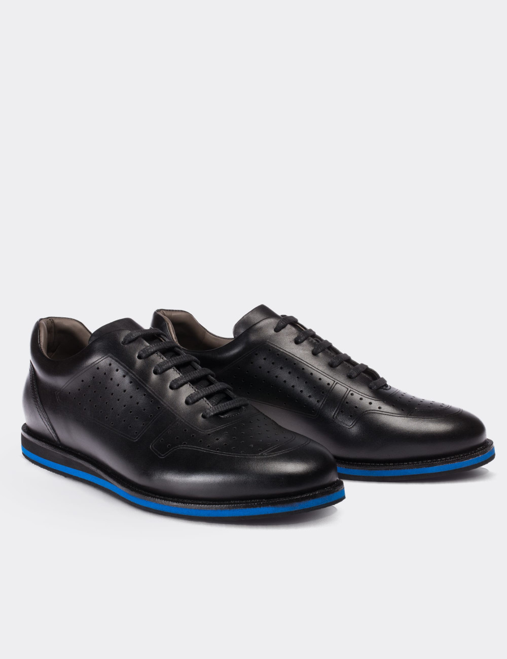 Black  Leather Lace-up Shoes - 01707MSYHE02