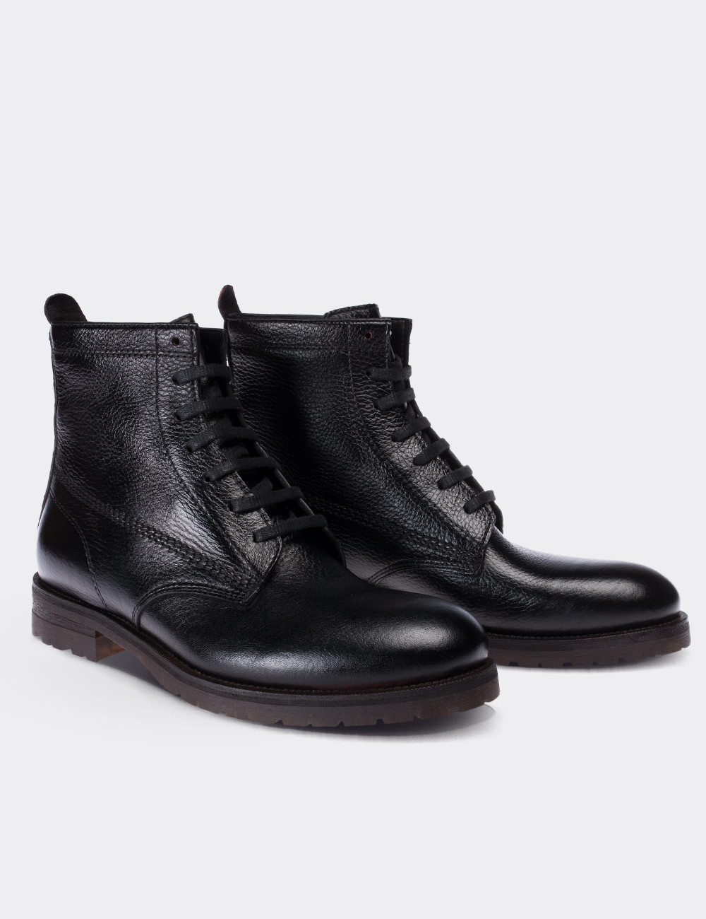 Black  Leather Boots - 01513MSYHC01