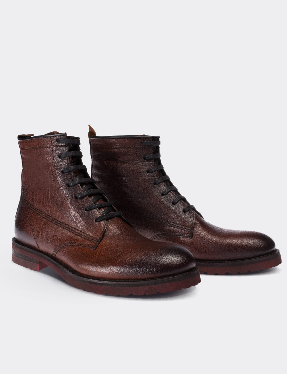 Brown  Leather Boots - 01513MKHVC02