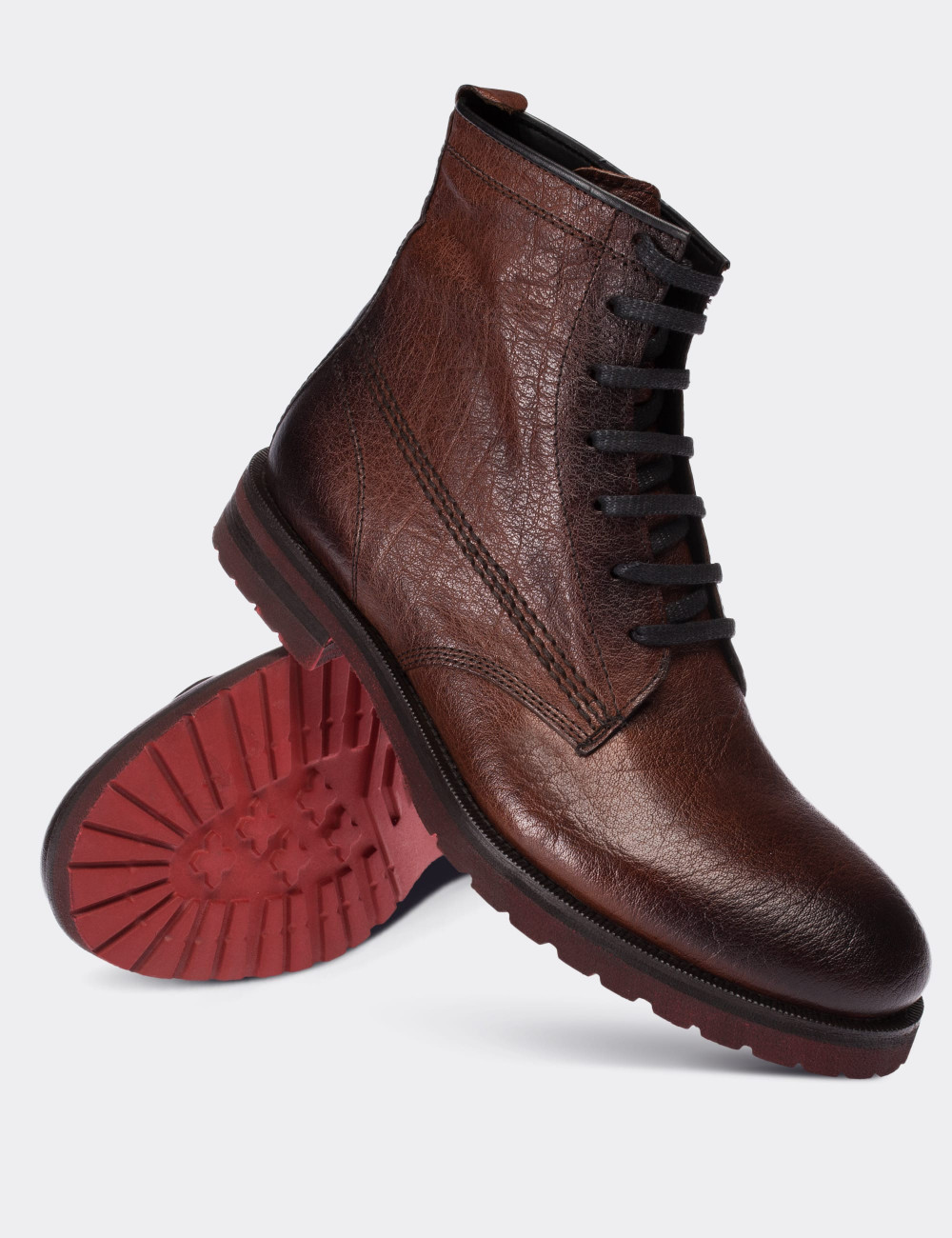 Brown  Leather Boots - 01513MKHVC02