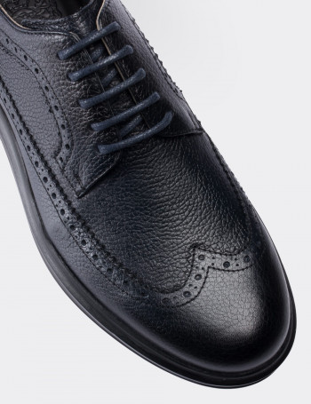 Navy  Leather Lace-up Shoes - 01293MLCVP05