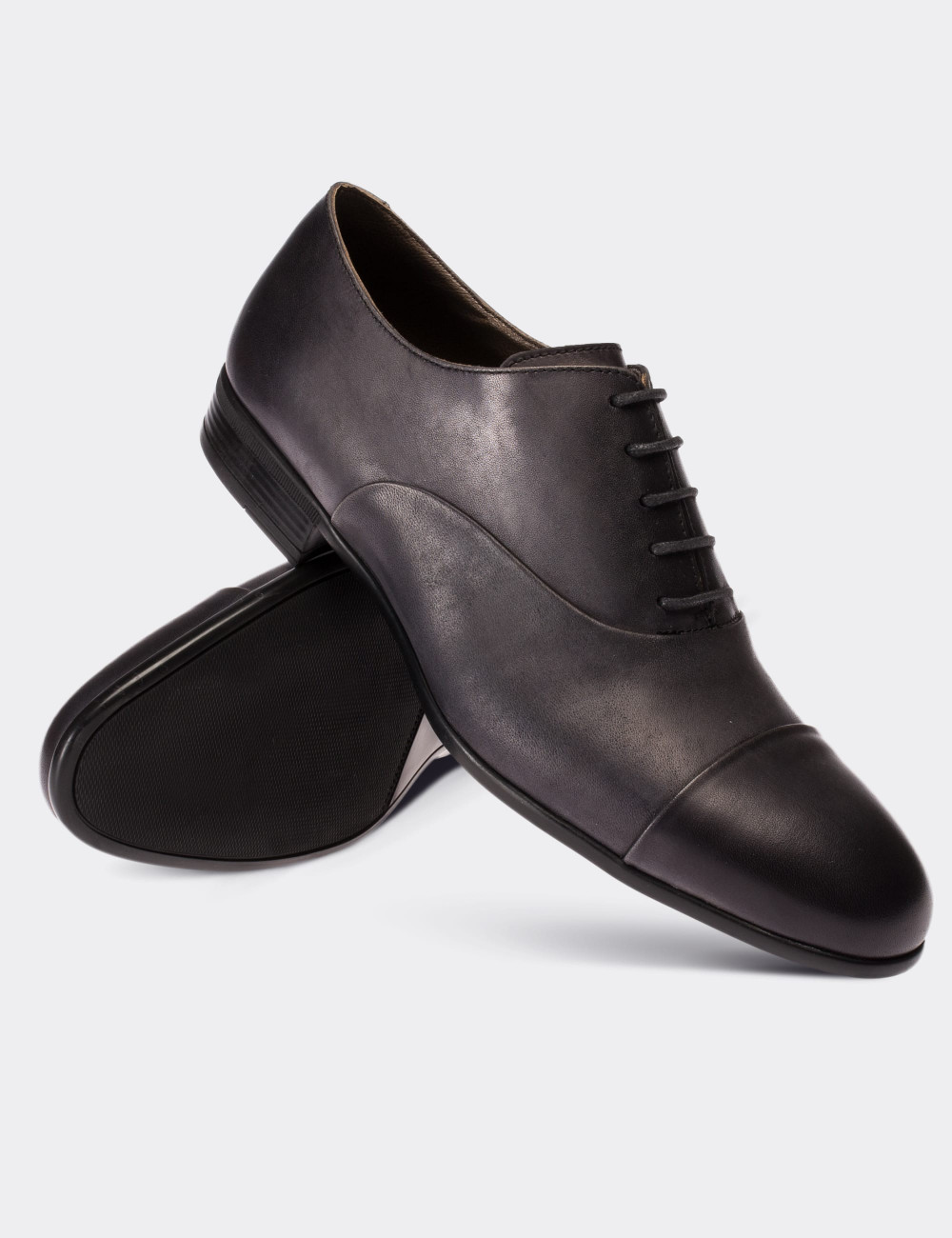 Gray  Leather Classic Shoes - 01026MGRIC01