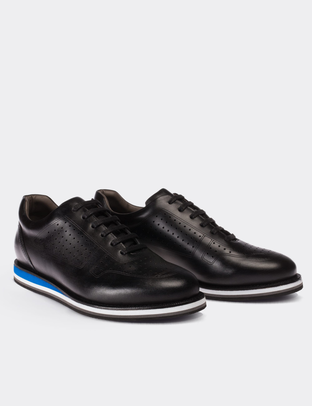 Black  Leather Lace-up Shoes - 01707MSYHE04