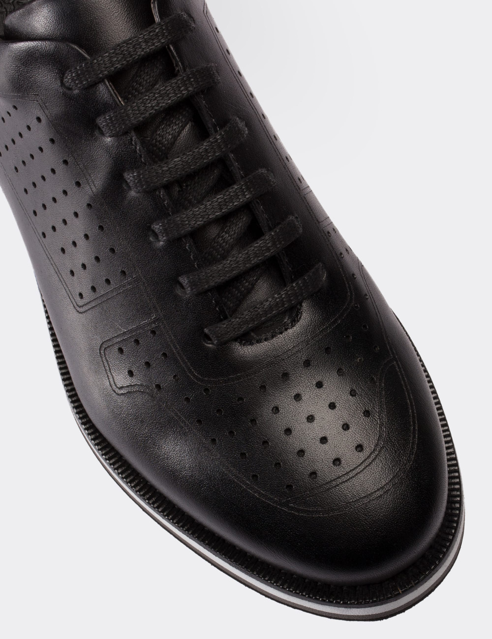 Black  Leather Lace-up Shoes - 01707MSYHE04