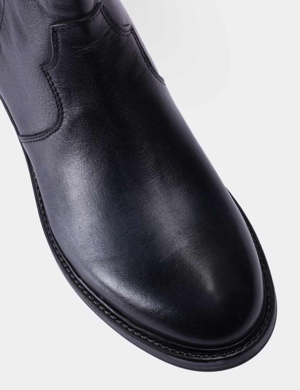 Navy  Leather Boots - 01747MLCVC01