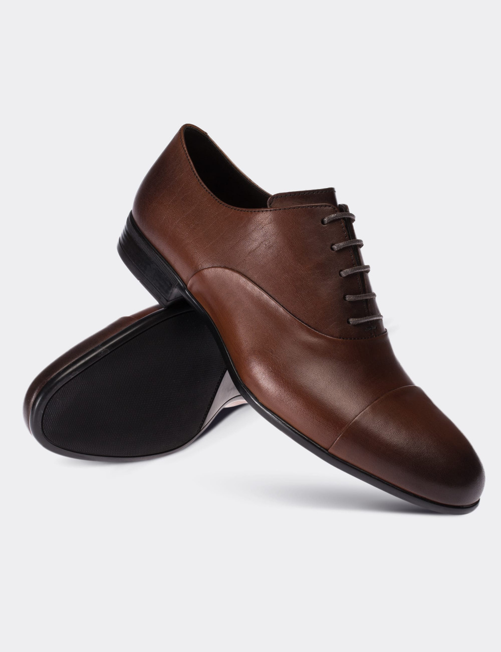 Tan  Leather Classic Shoes - 01026MTBAC01