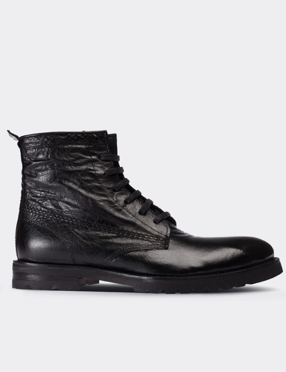 Black  Leather Boots - 01513MSYHE01