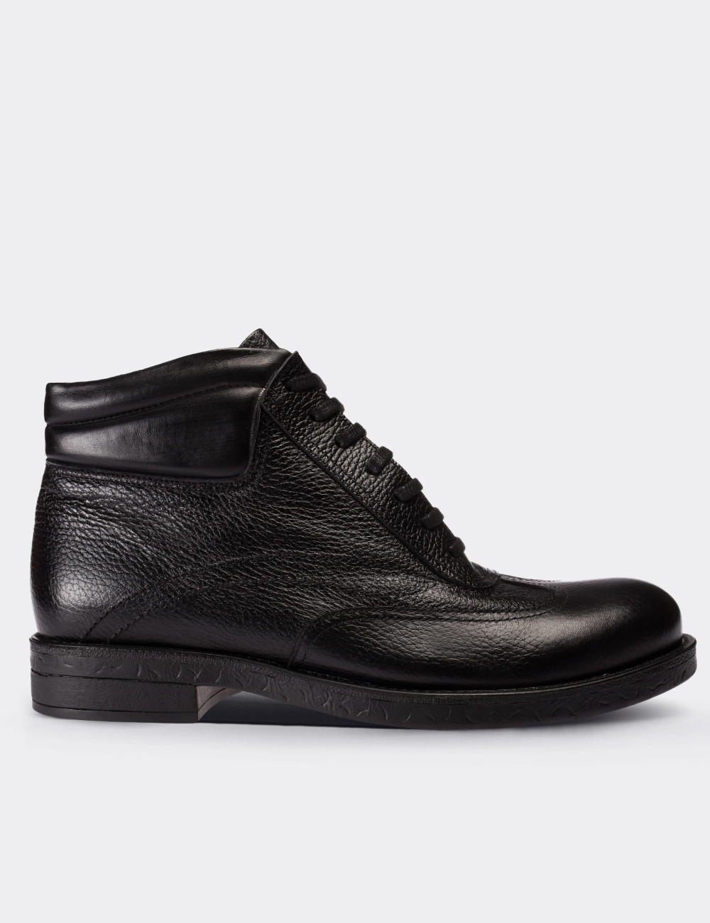 Black  Leather  Boots - 01759MSYHC01