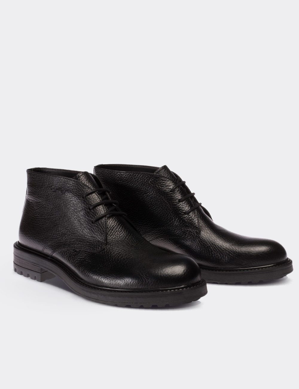 Black  Leather Desert Boots - 01295MSYHC05