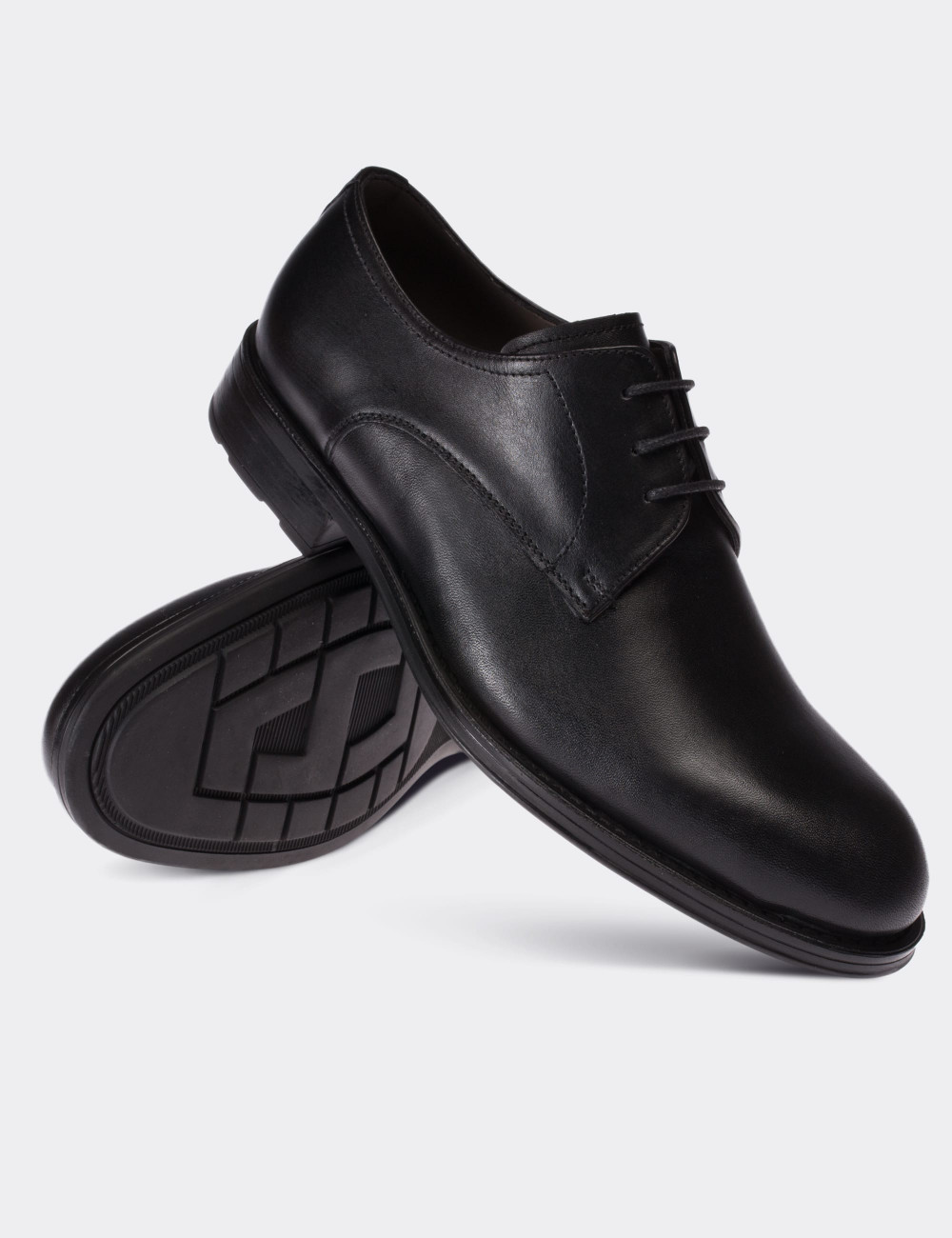 Black  Leather Classic Shoes - 00479MSYHC03