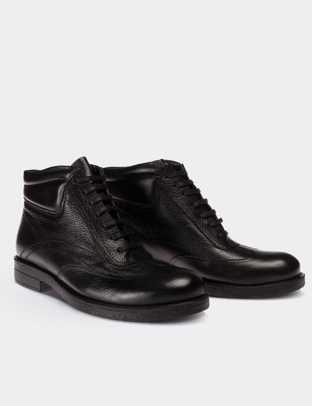 Black  Leather  Boots - 01759MSYHC01