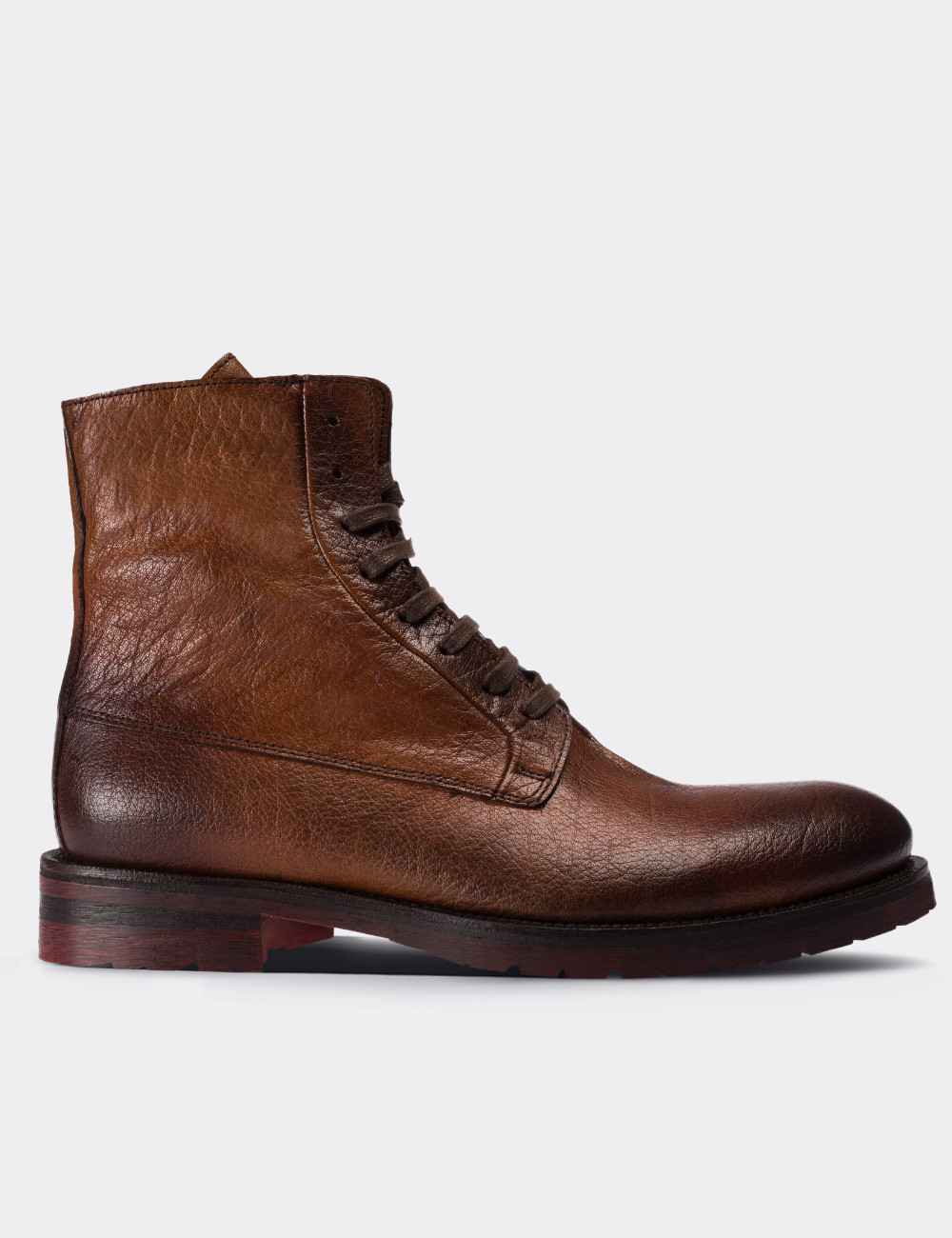 Tan  Leather Boots - 01324MTBAE01