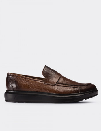 Brown  Leather Loafers - 01564MKHVP03