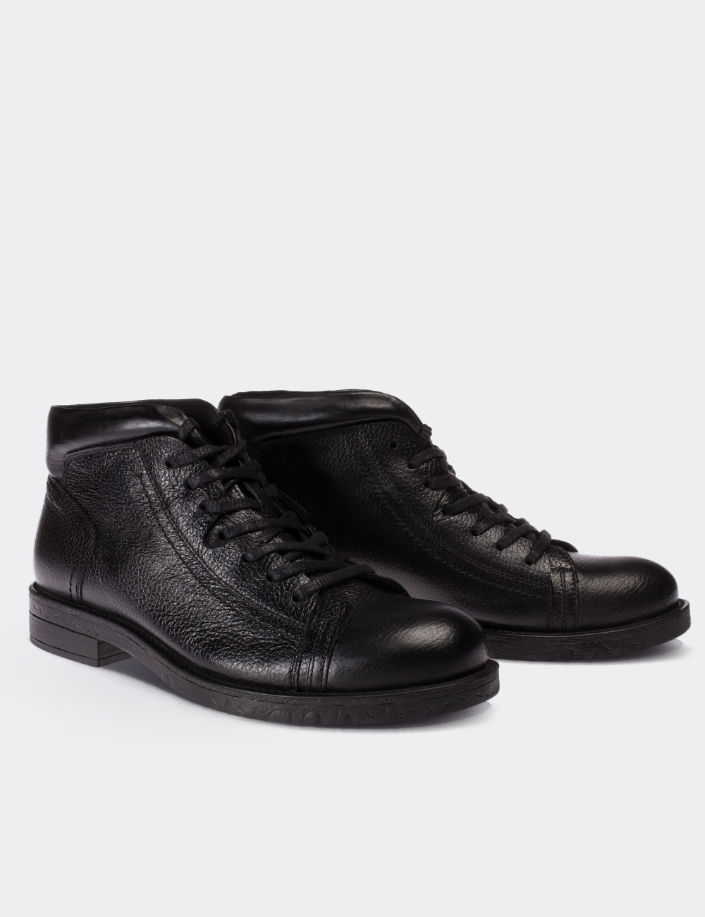 Black  Leather Boots - 01630MSYHC01