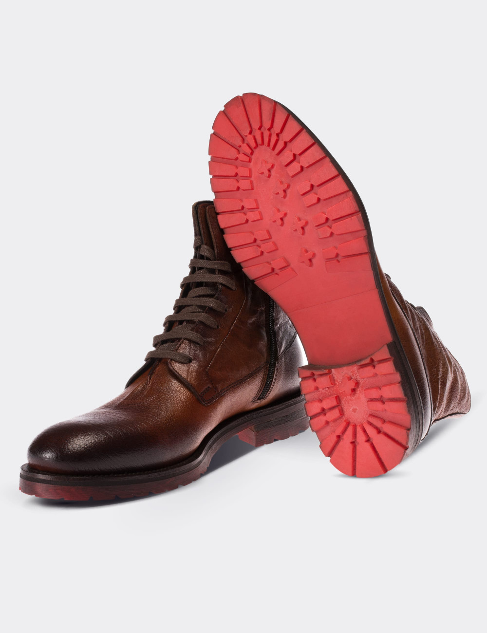 Tan  Leather Boots - 01324MTBAE01