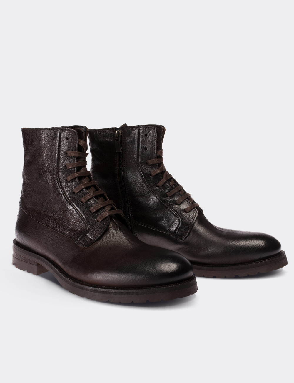 Brown  Leather Boots - 01324MKHVC01