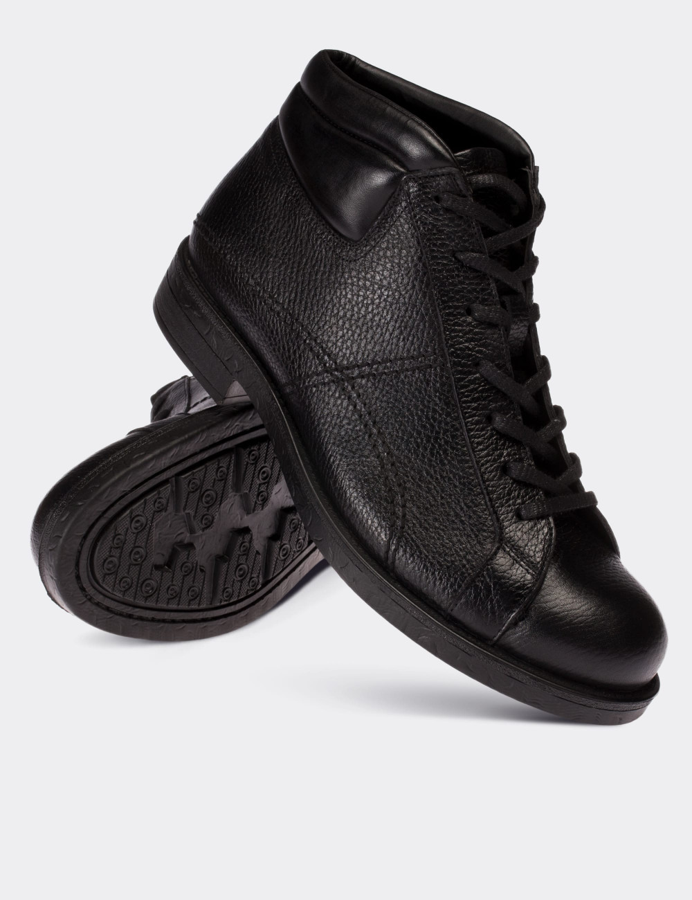 Black  Leather Boots - 01760MSYHC01