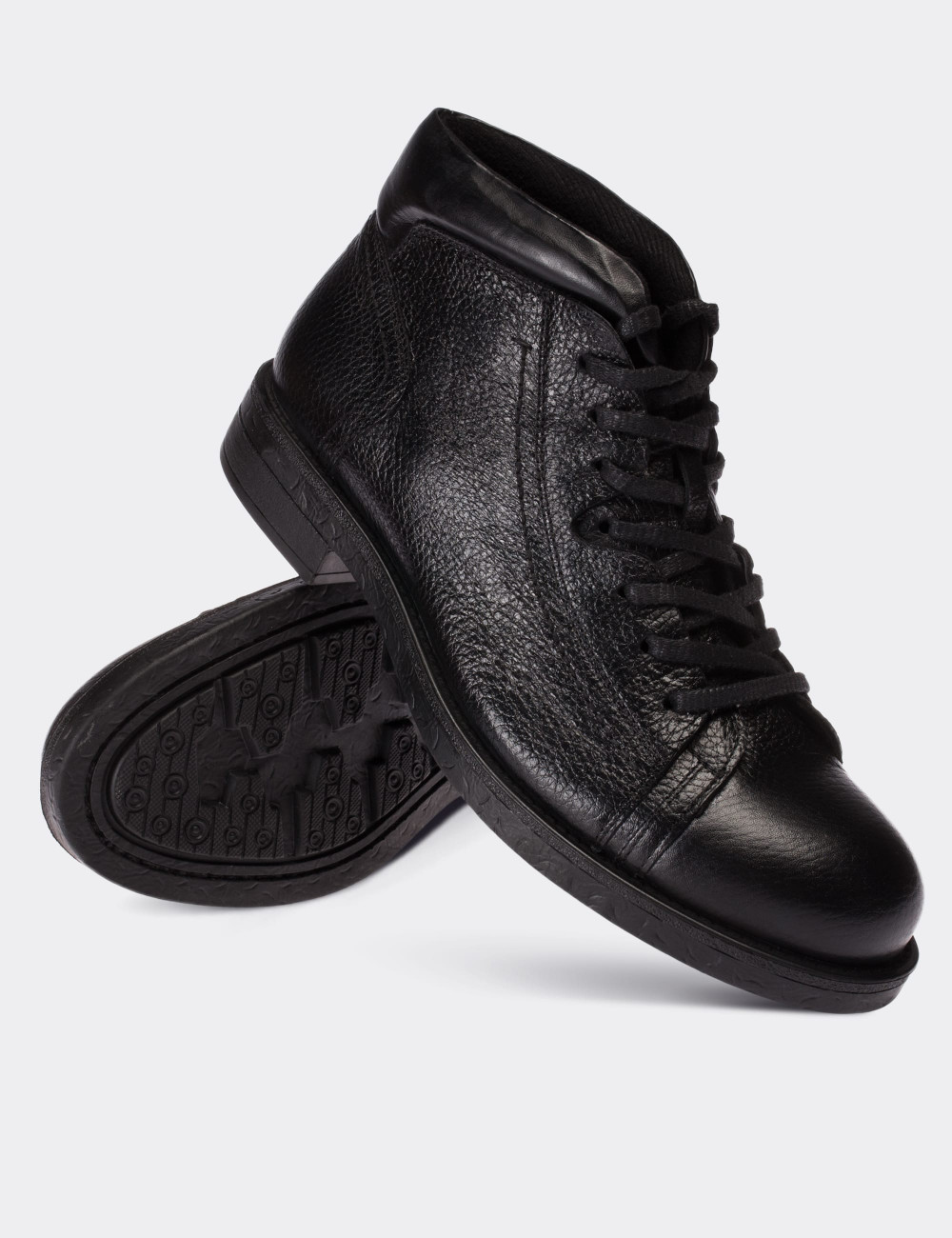 Black  Leather Boots - 01630MSYHC01