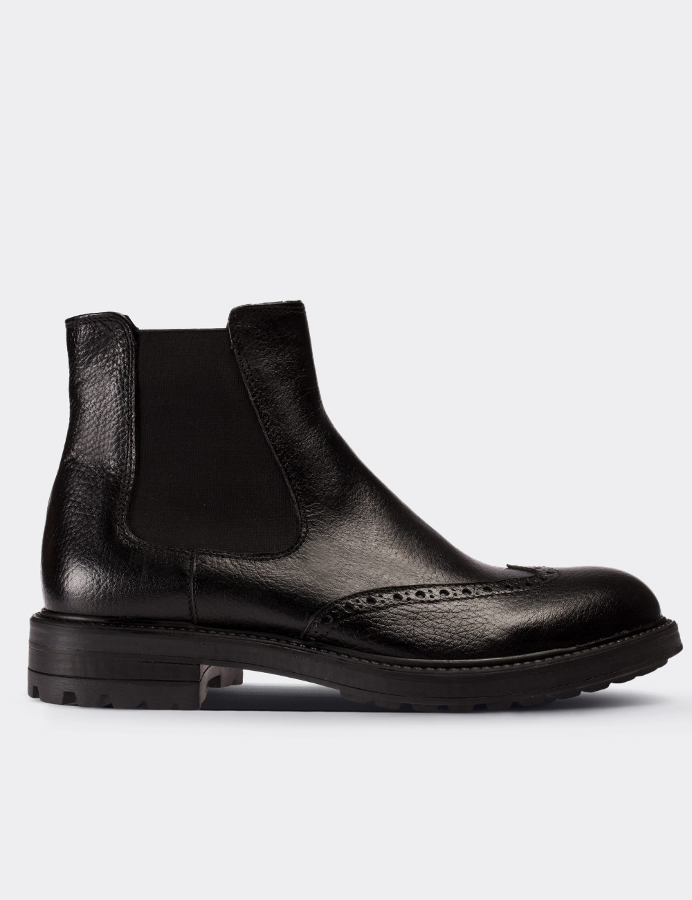 Black  Leather Chelsea Boots - 01622MSYHC03