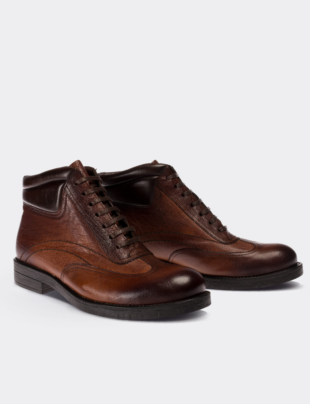 Brown  Leather Boots - 01759MKHVC01