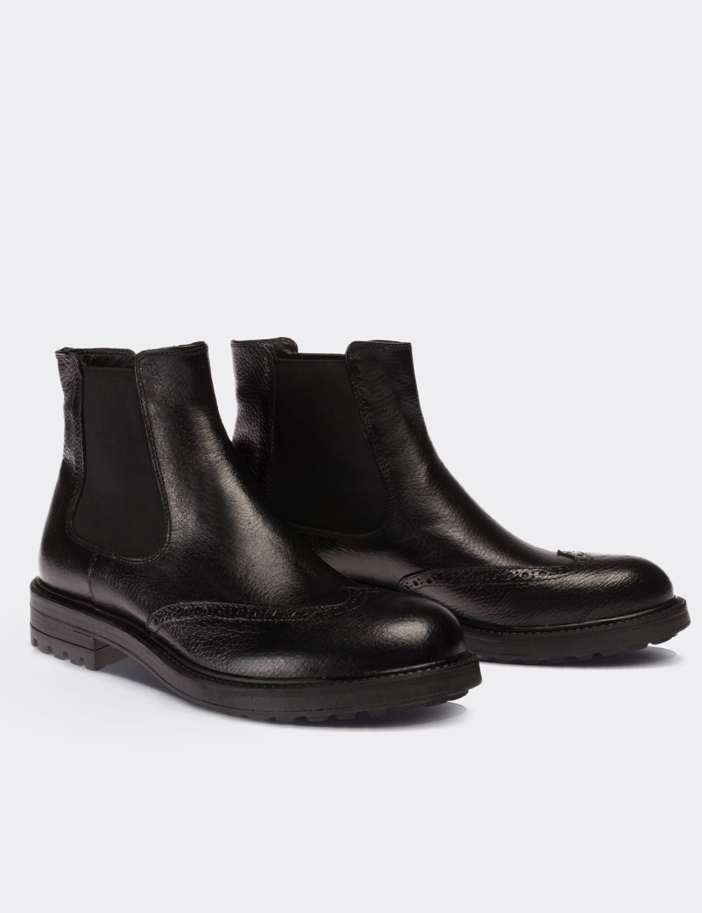 Black  Leather Chelsea Boots - 01622MSYHC03
