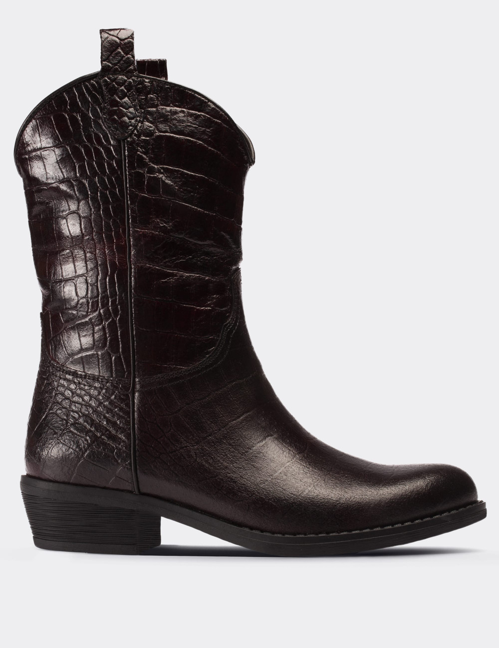 Burgundy  Leather Western Boots - 01308ZBRDC02