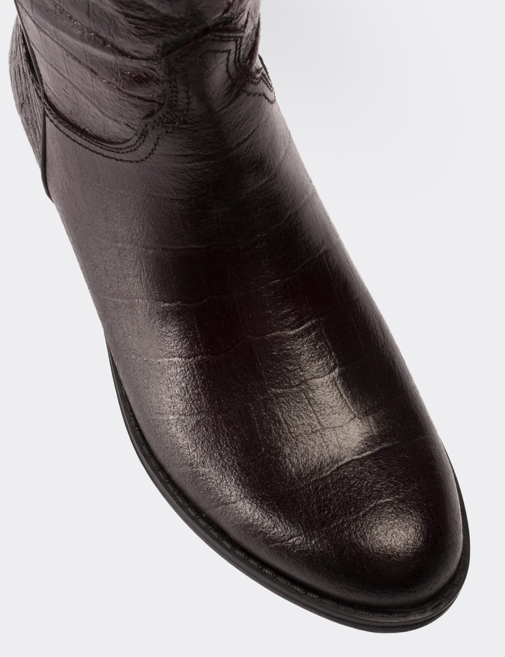 Burgundy  Leather Western Boots - 01308ZBRDC02