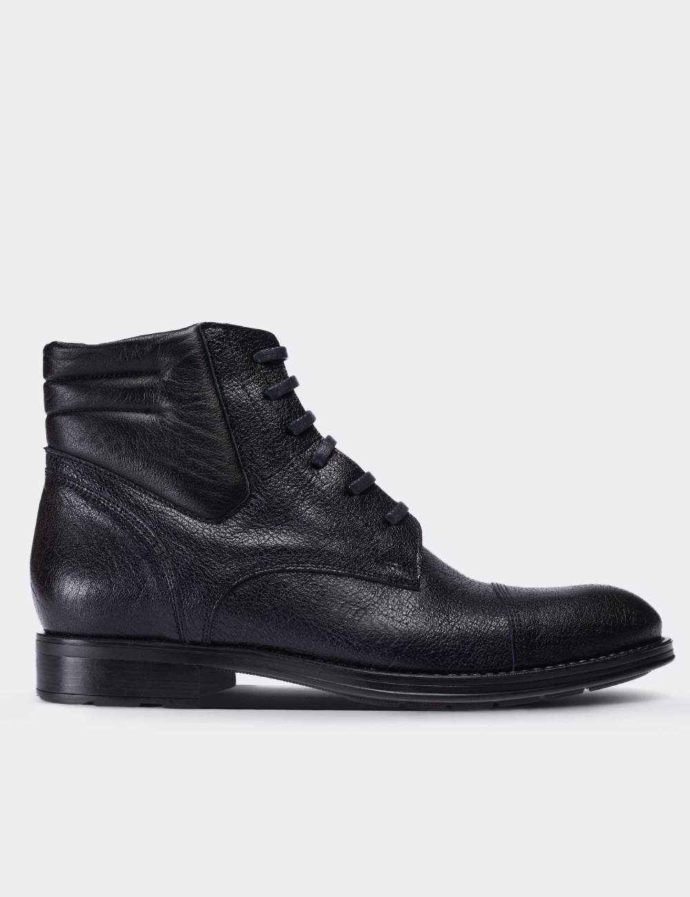 Navy  Leather Boots - 01752MLCVC02