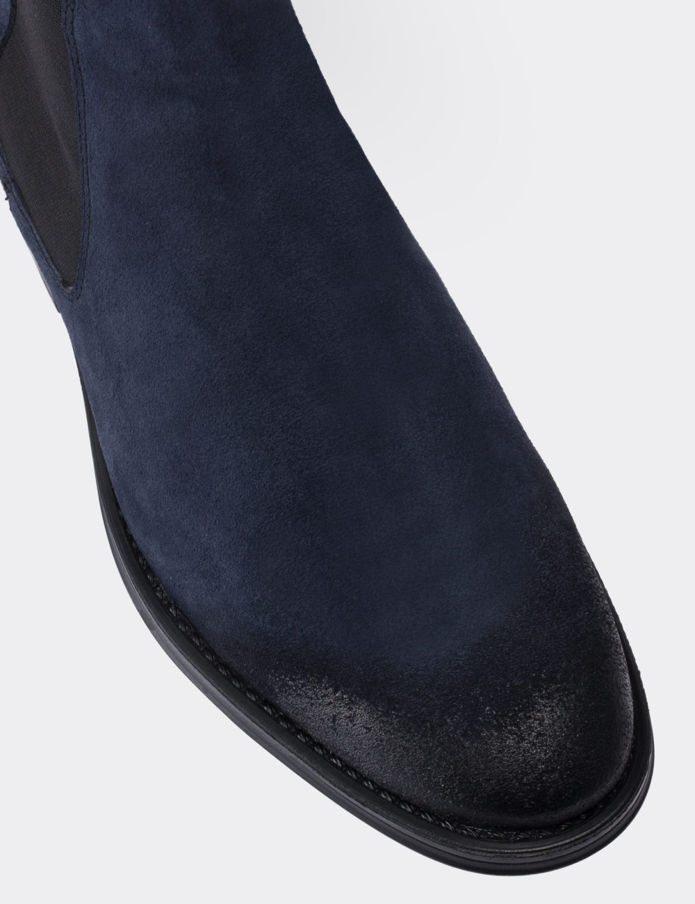 Navy Suede Leather Chelsea Boots - 01620MLCVC03