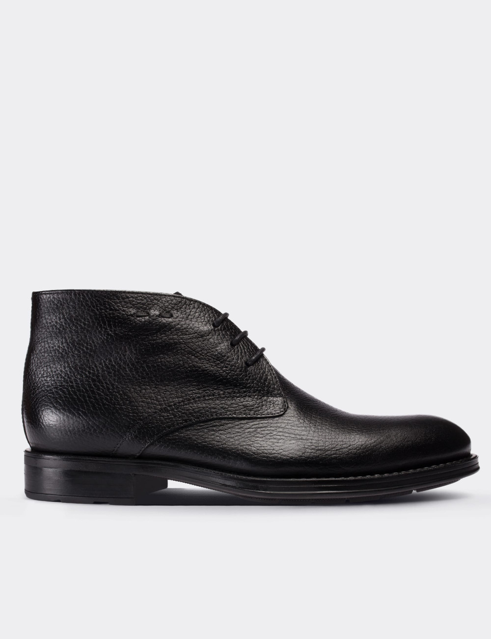 Black  Leather Desert Boots - 01295MSYHC06