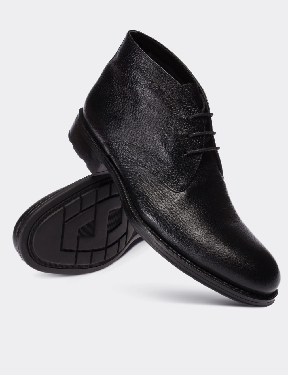 Black  Leather Desert Boots - 01295MSYHC06