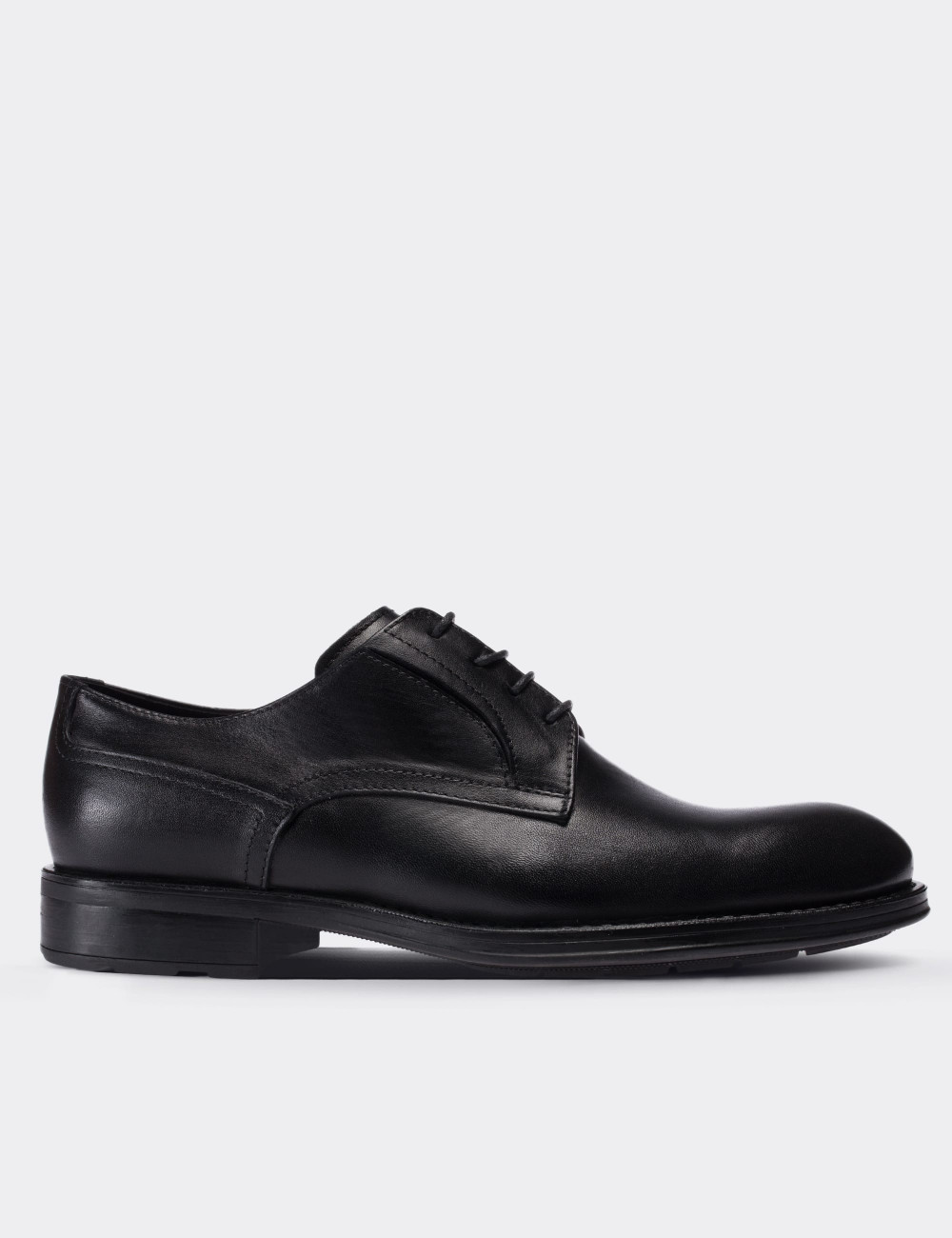 Black  Leather Lace-up Shoes - 01294MSYHC02