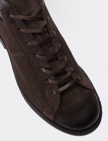 Brown Suede Leather  Boots - 01760MKHVC04