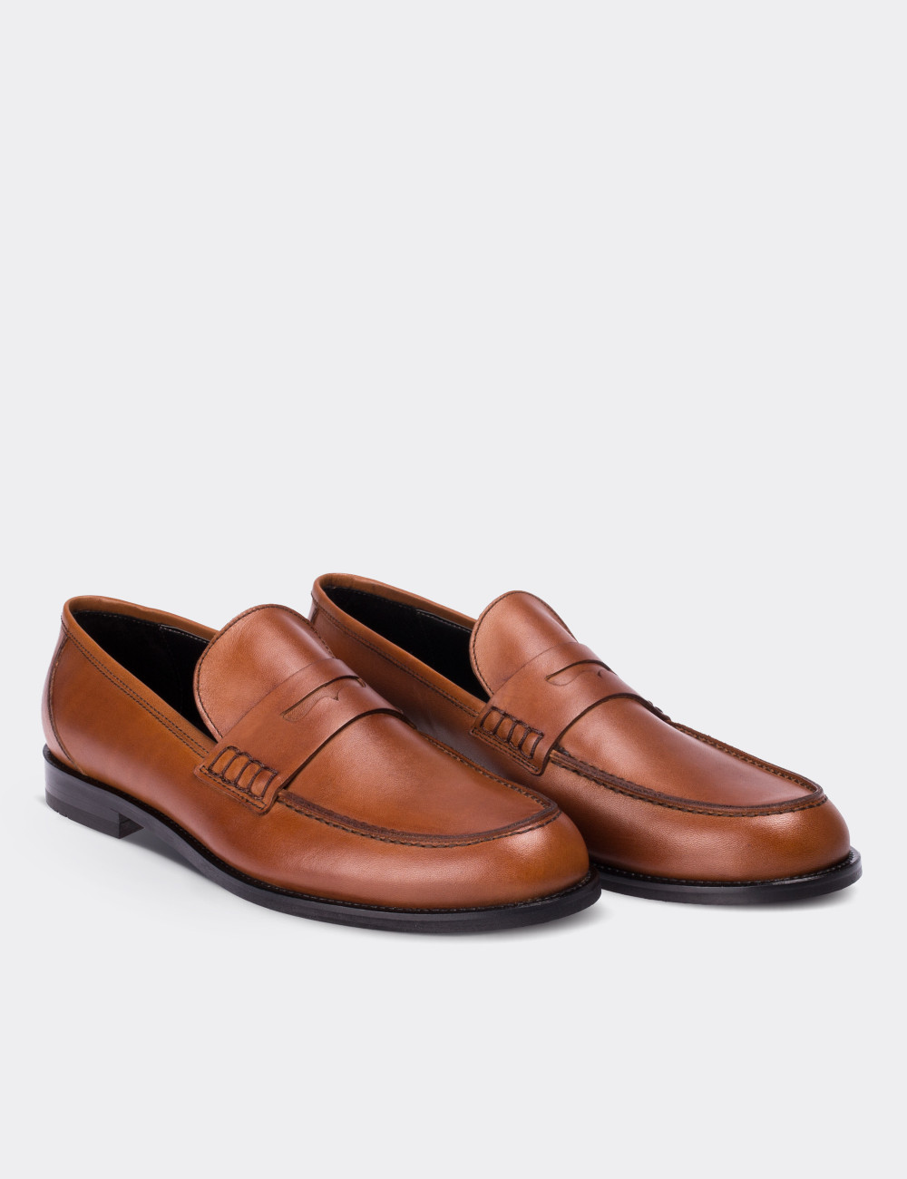 Brown  Leather Loafers - 01538MTBAN01