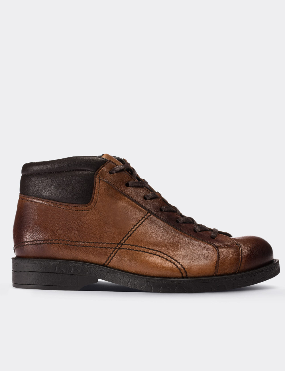 Tan  Leather Boots - 01760MTBAC03
