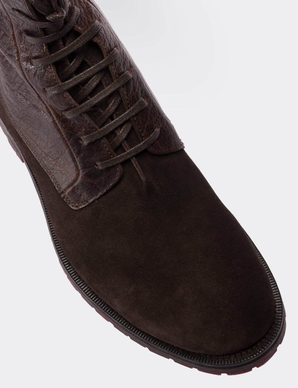 Brown Suede Leather Boots - 01324MKHVC03