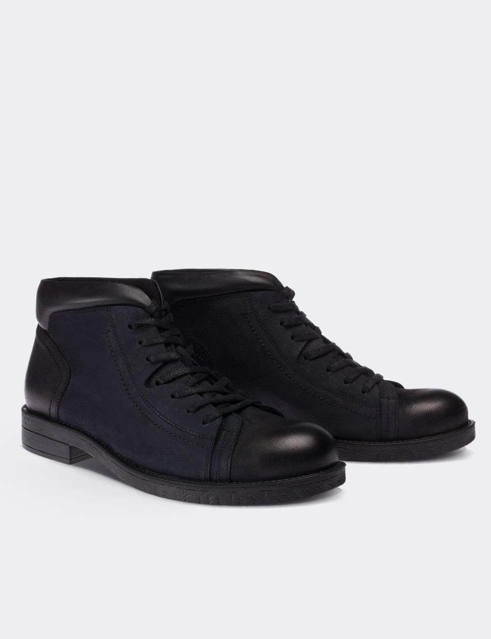 Navy Nubuck Leather  Boots - 01630MLCVC01