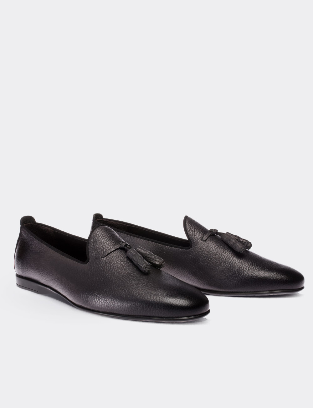 Gray  Leather Loafers - 01702MGRIC01